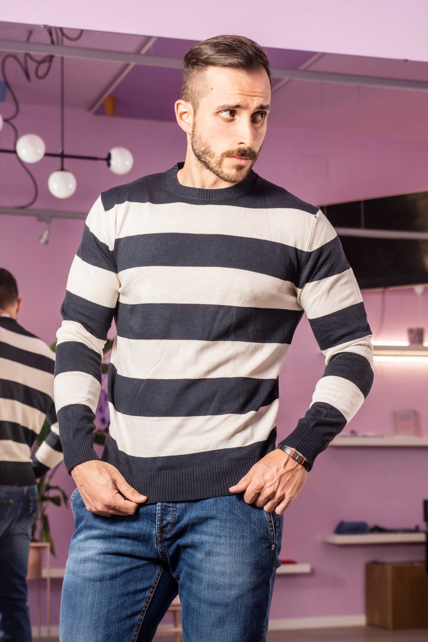Maglia Girocollo Rigata Rotture by Stilosophy (-30%)