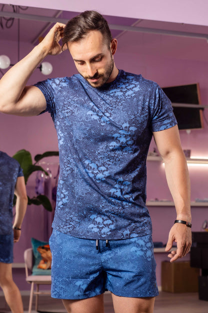 T-Shirt Taylor Paisley Floral Navy by Lords of Harlech (-70%)